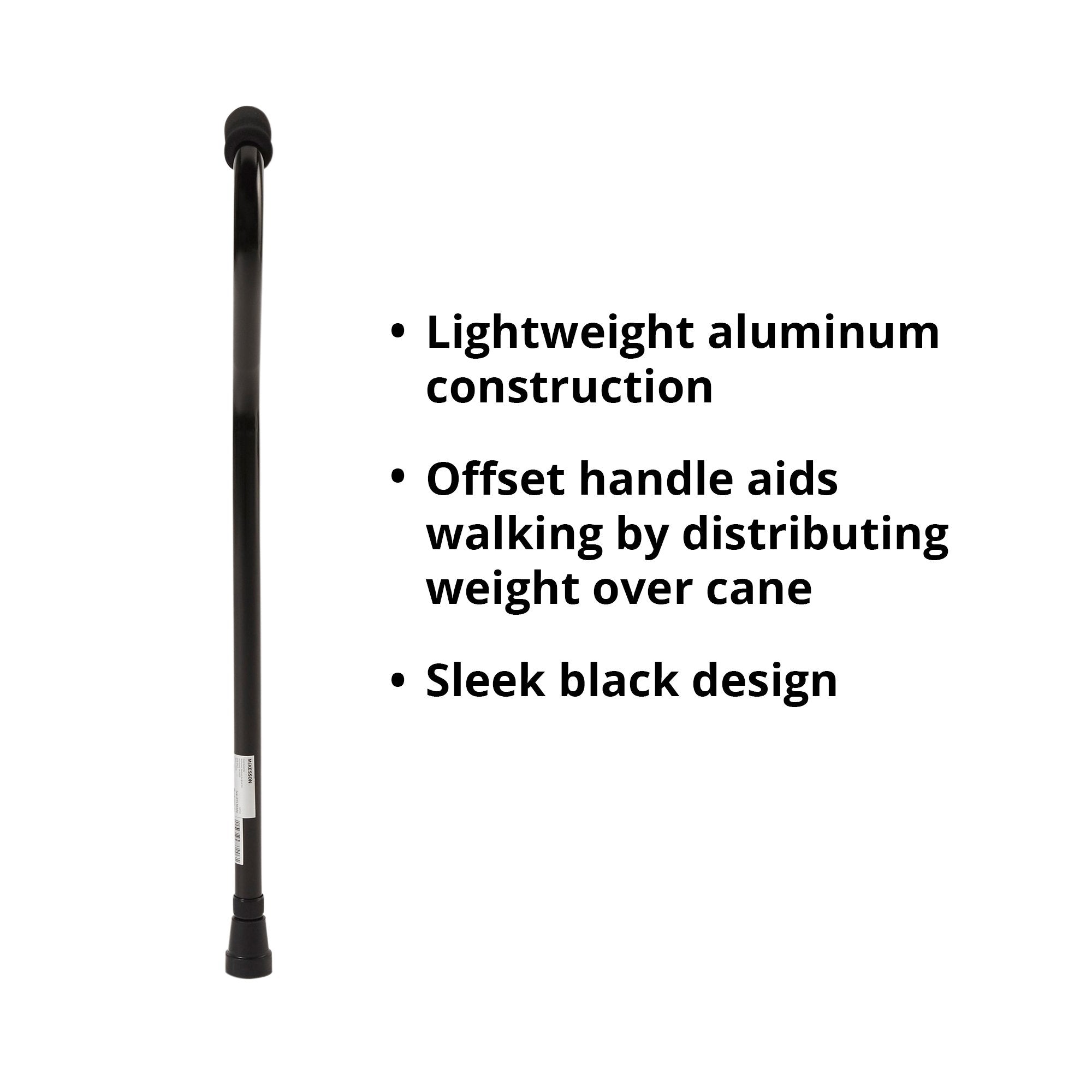 Offset Cane McKesson Aluminum 30 to 39 Inch Height Black, Packaging Type- Case