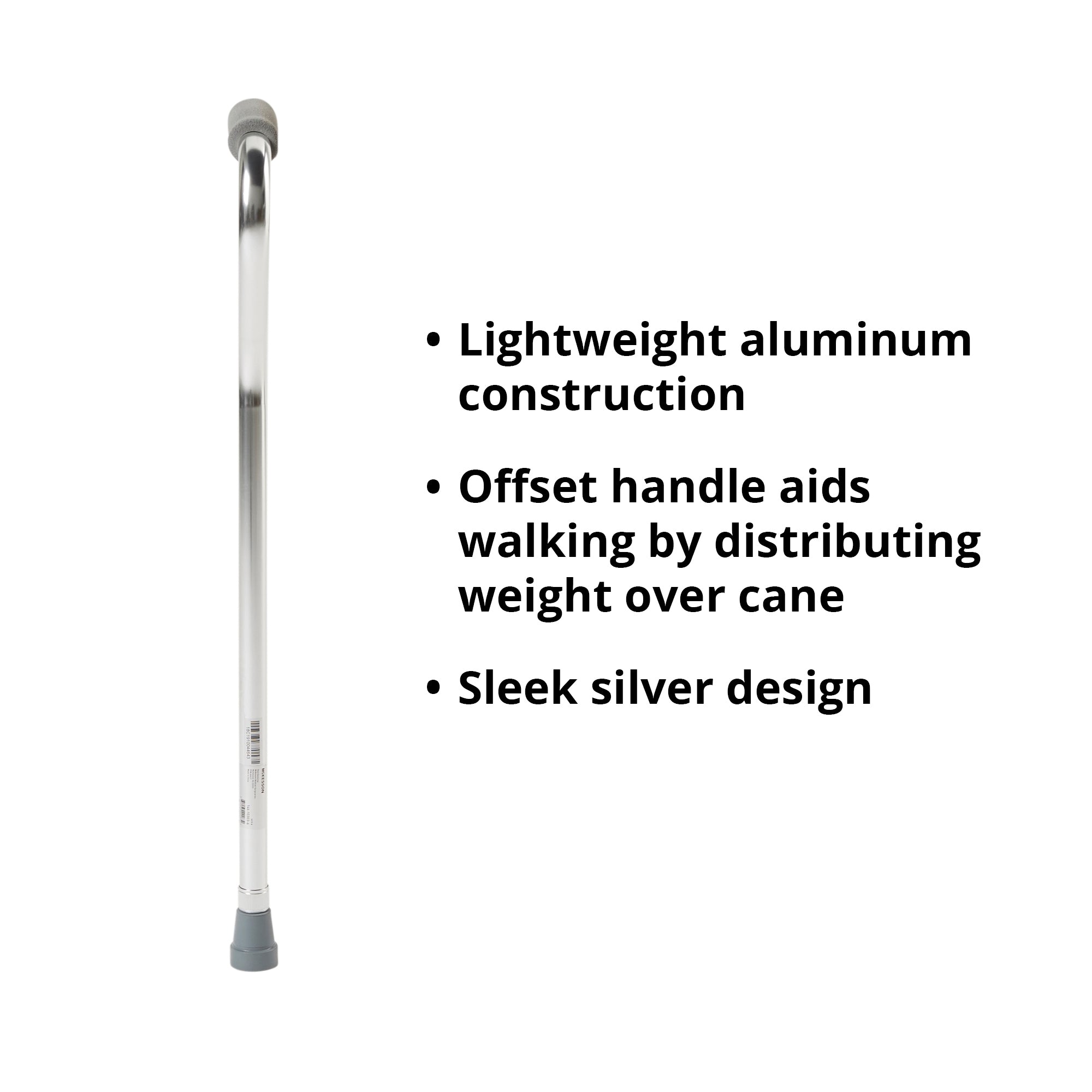 Offset Cane McKesson Aluminum 30 to 39 Inch Height Silver, Packaging Type- Case