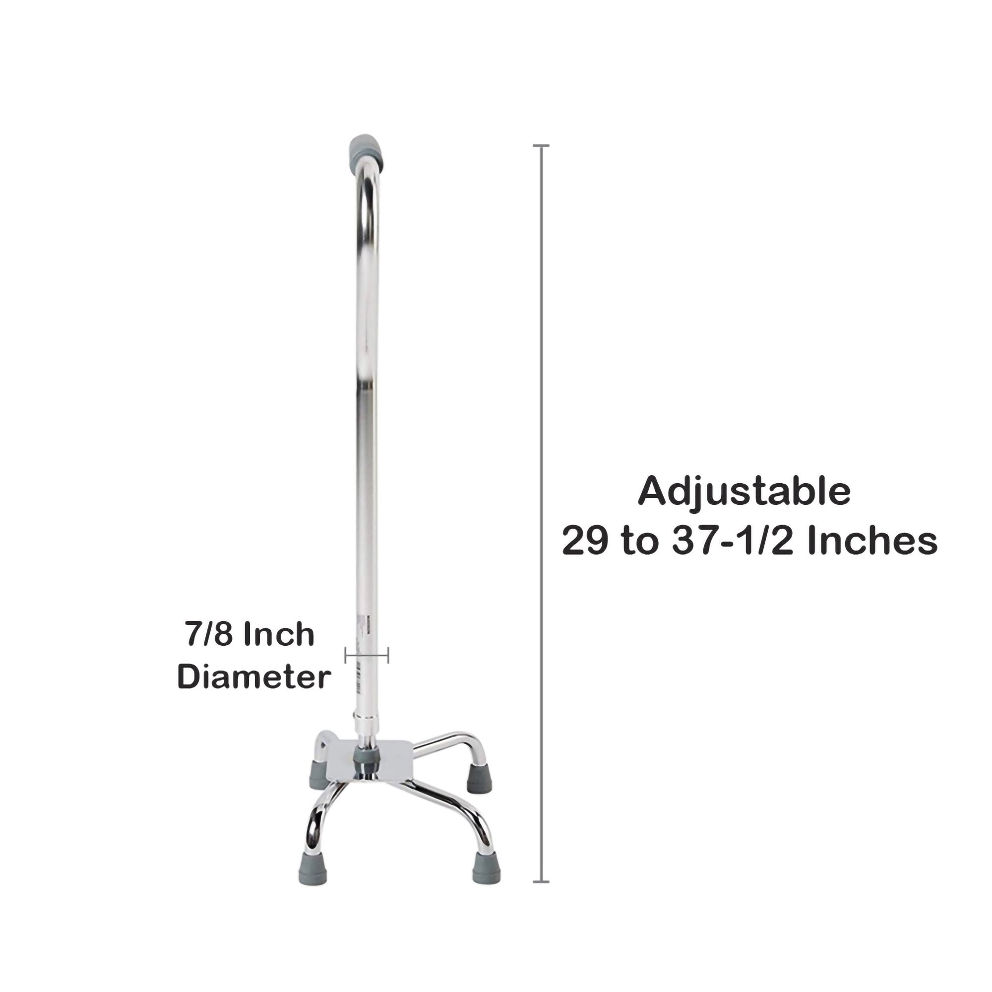 Large Base Quad Cane McKesson Steel 29 to 37-1/2 Inch Height Chrome, Packaging Type- Case
