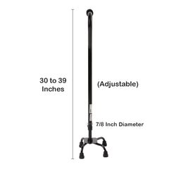Small Base Quad Cane McKesson Steel 30 to 39 Inch Height Black, Packaging Type- Case