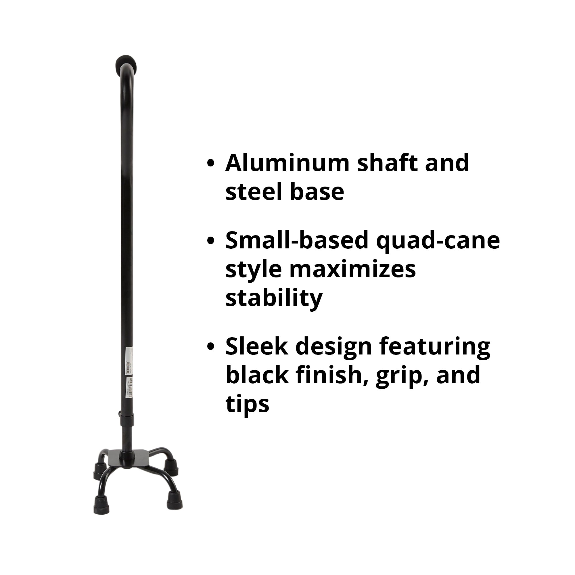 Small Base Quad Cane McKesson Steel 30 to 39 Inch Height Black, Packaging Type- Case