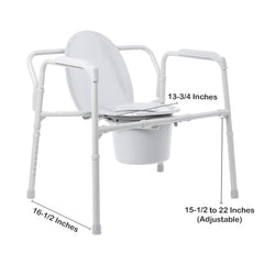 Commode Chair McKesson Fixed Arms Steel Frame Back Bar 13-3/4 Inch Seat Width 650 lbs. Weight Capacity