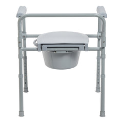 Commode Chair McKesson Fixed Arms Steel Frame Back Bar 13-1/2 Inch Seat Width 350 lbs. Weight Capacity