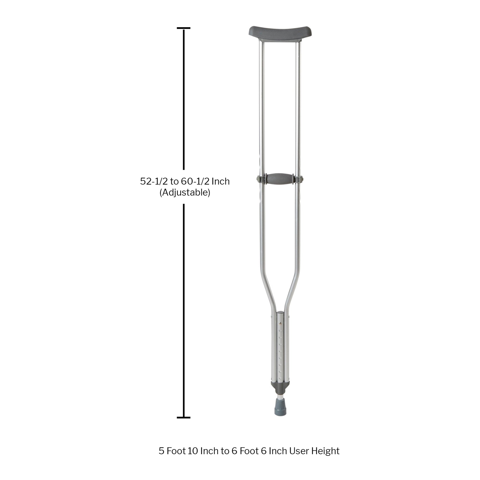 McKesson Underarm Crutches Tall Adult | 350 lbs Capacity, Adjustable Height (5'10"–6'6")