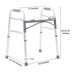 Dual Release Folding Walker Adjustable Height McKesson Aluminum Frame 350 lbs. Weight Capacity 25 to 32 Inch Height, Packaging Type- Case