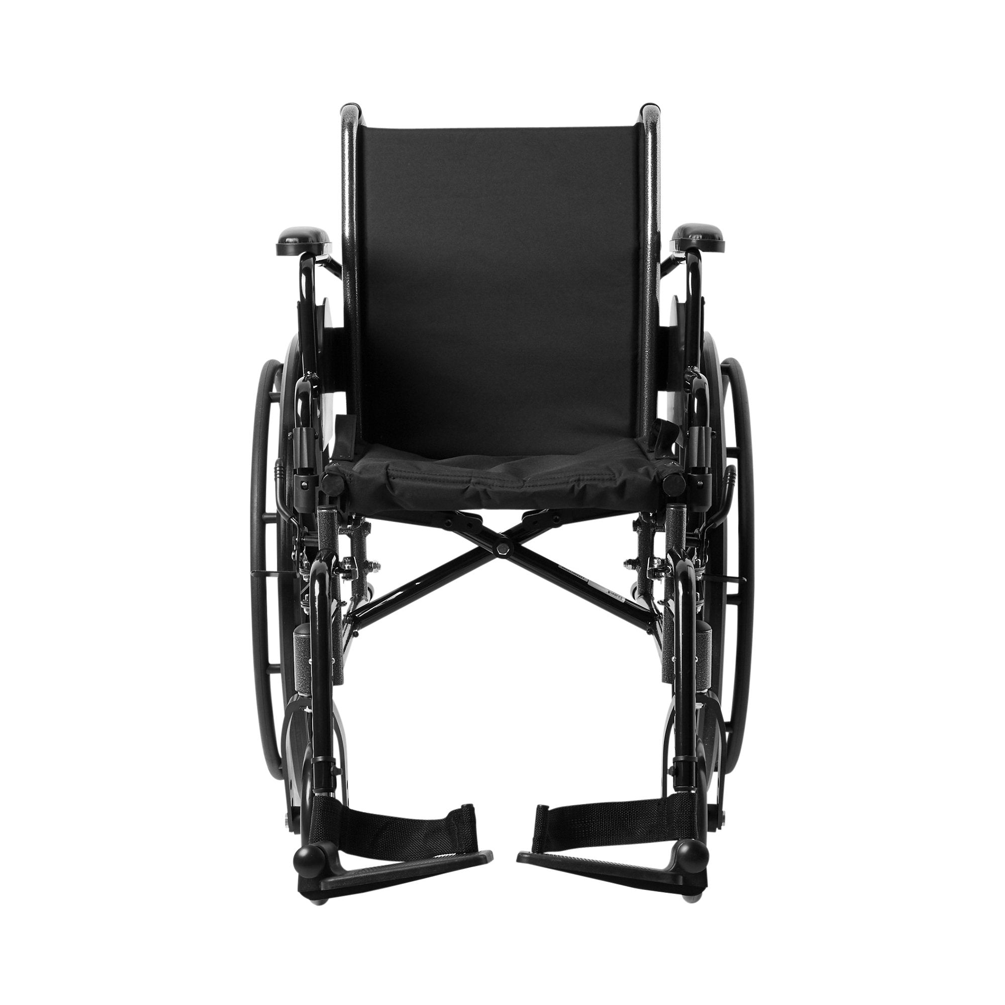 McKesson Lightweight Folding Wheelchair – 16 in Seat Dual Axle, Desk-Length Flip-Back Arms, Swing-Away Footrest, Black Nylon, 300 lb Capacity | HCPCS K0003