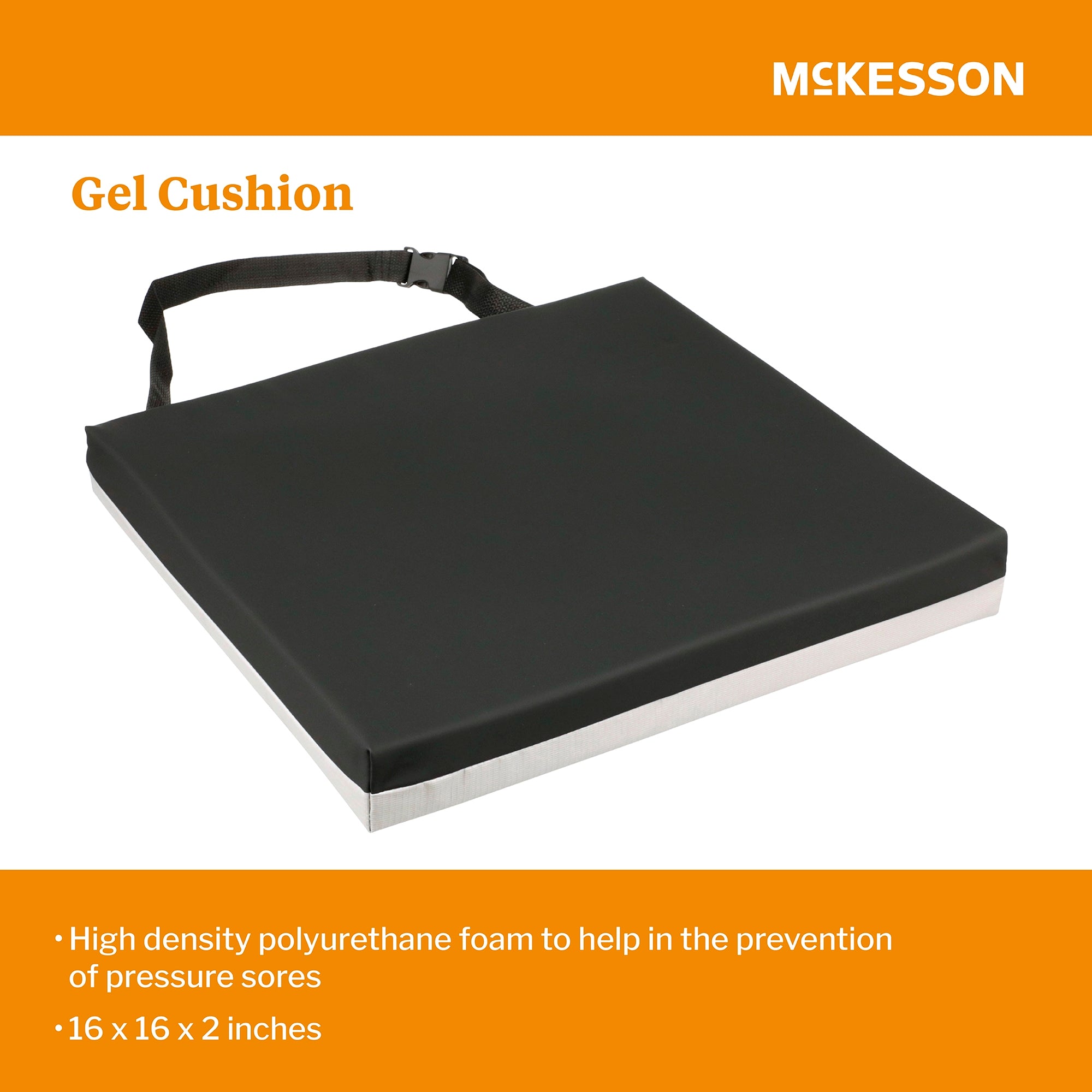 Seat Cushion McKesson 16 W X 16 L X 2 D Inch Foam / Gel, Packaging Type- Case