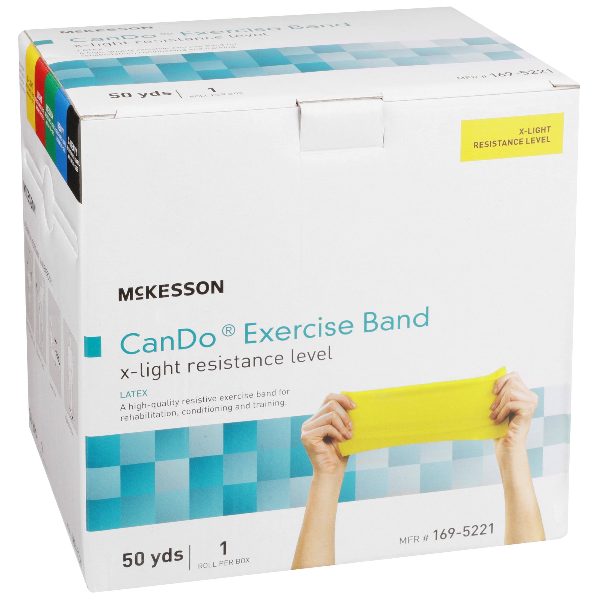 Exercise Resistance Band McKesson CanDo Yellow 5 Inch X 50 Yard X-Light Resistance, Packaging Type- Each