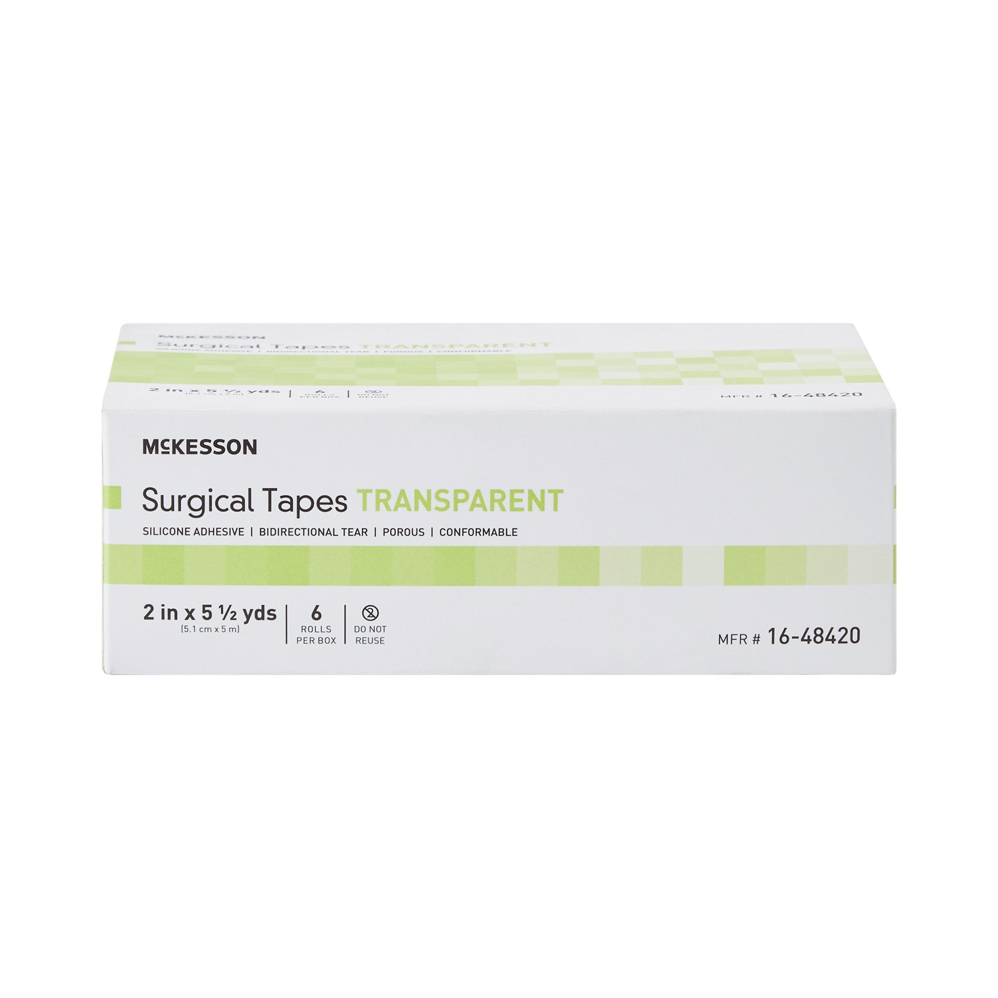 Medical Tape McKesson Transparent 2 Inch X 5-1/2 Yard Plastic / Silicone NonSterile