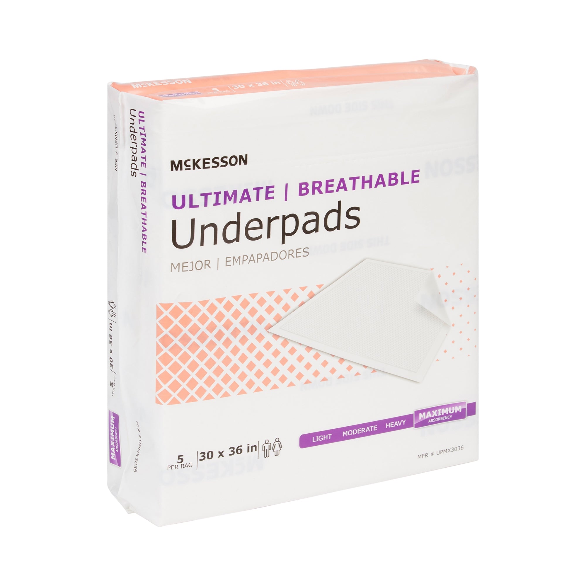 Disposable Underpad McKesson Ultimate Breathable 30 X 36 Inch Fluff / Polymer Heavy Absorbency | 14BG/Case