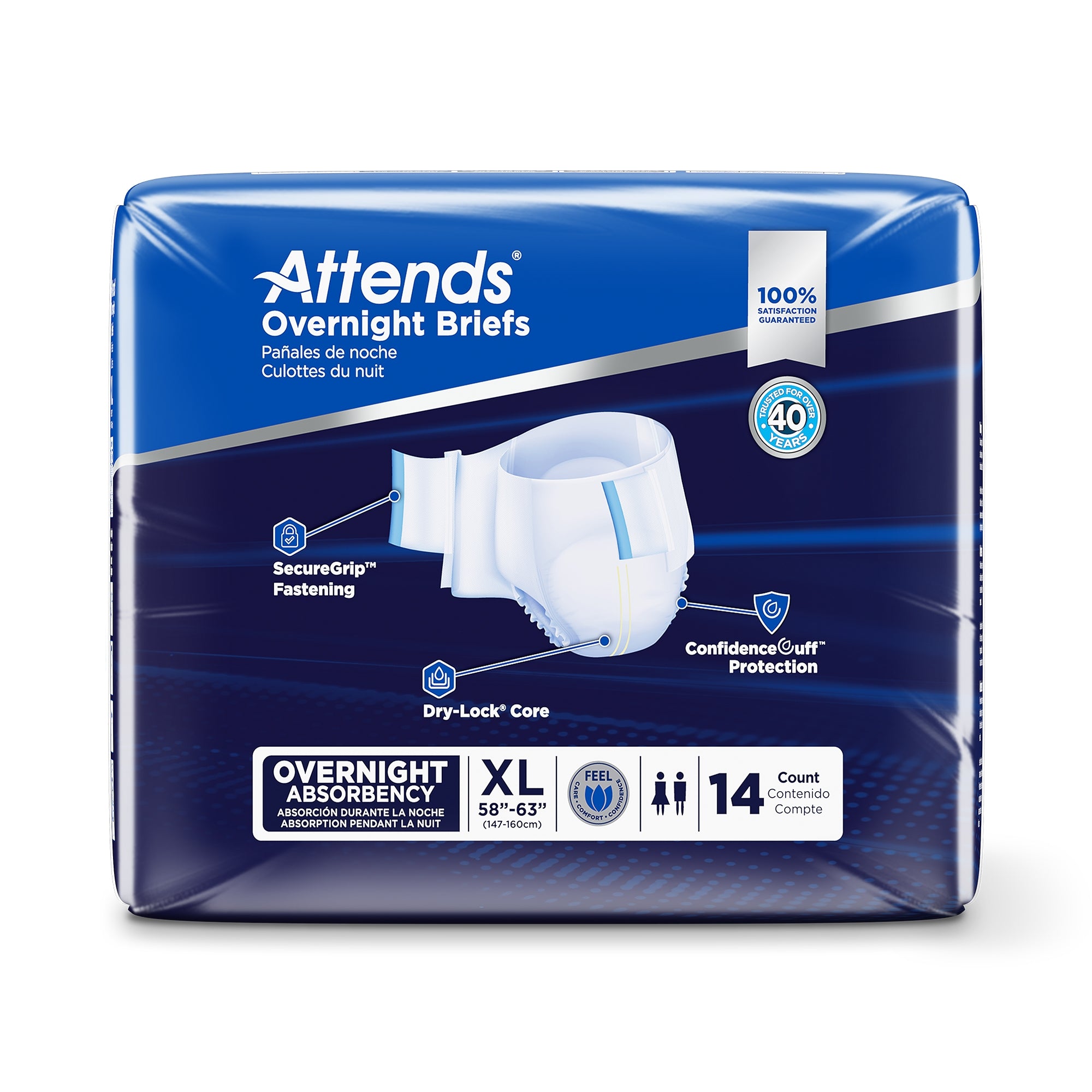 Unisex Adult Incontinence Brief Attends Overnight X-Large Disposable Heavy Absorbency, Packaging Type- Case