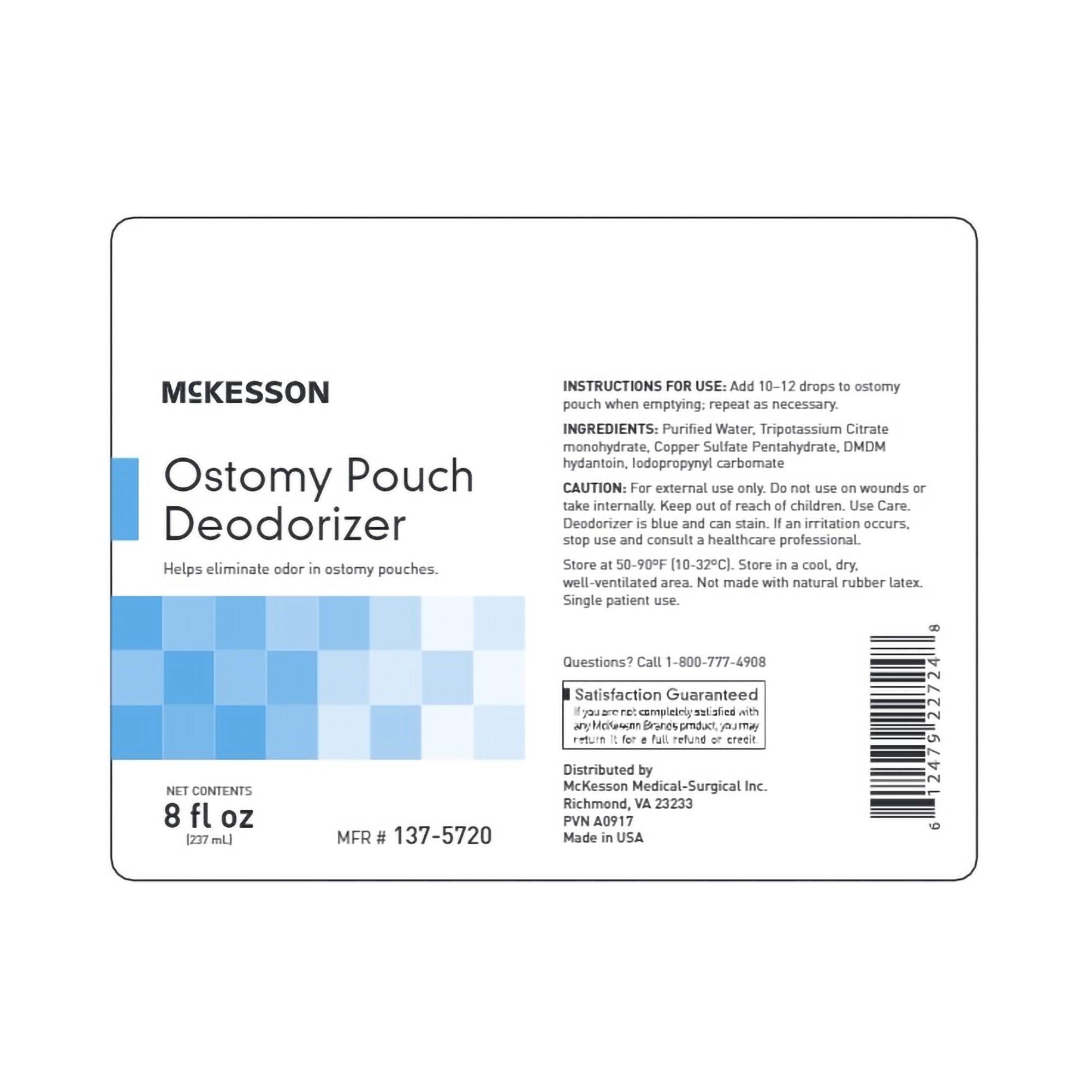 Desodorante para dispositivo de ostomía McKesson, 8 oz, botella flexible, sin perfume, tipo de empaque: unidad