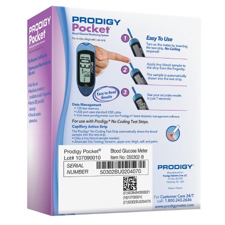 Blood Glucose Meter Prodigy Diabetes Care No Coding Required,Packaging Type- Each