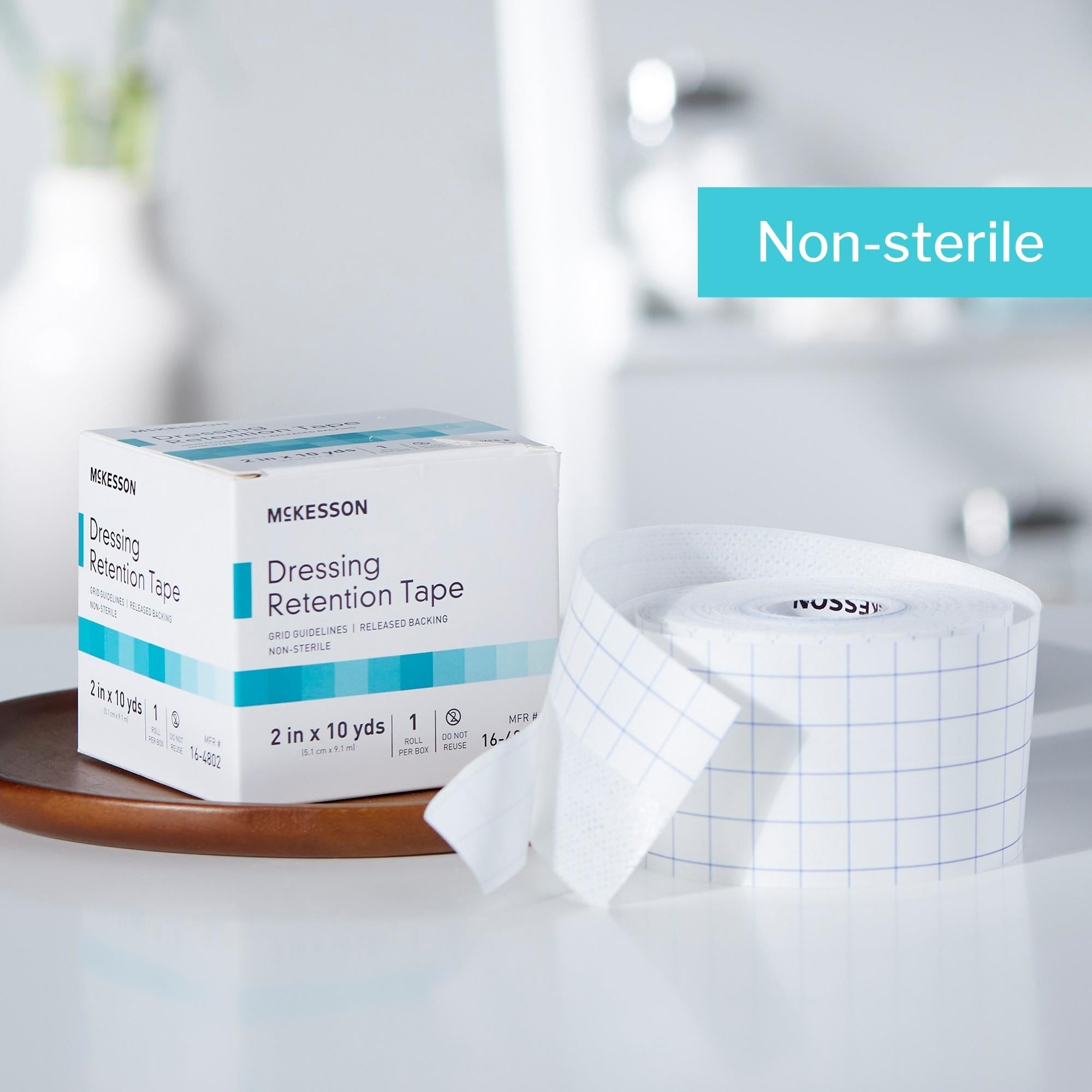 water resistant dressing retention tape with liner mckesson white 2 inch x 10 yard nonwoven printed release paper nonsterile packaging type box