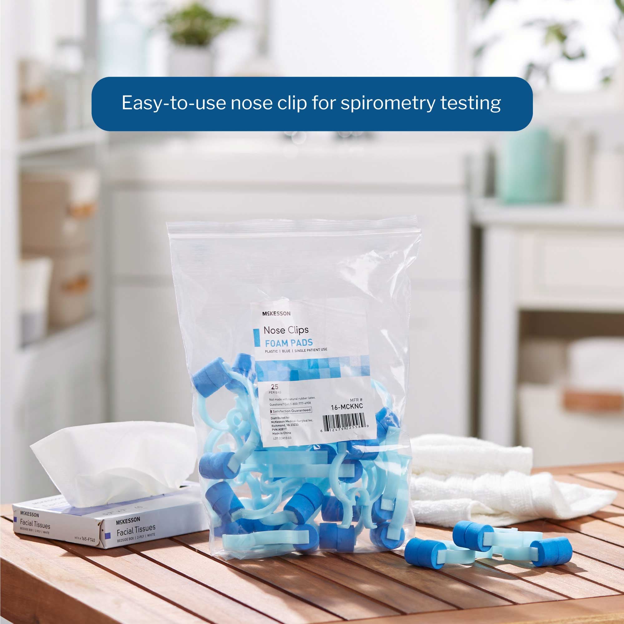 Nose Clip McKesson Foam, Disposable, Blue Plastic For Spirometer, Packaging Type- Case