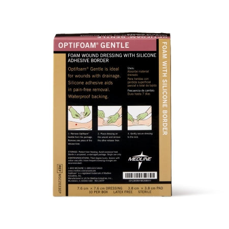 Foam Dressing Optifoam Gentle 3 X 3 Inch With Border Waterproof Backing Silicone Border Square Sterile,Packaging Type- Each