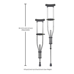 McKesson Underarm Crutches | Youth to Tall Adult, 300 lbs Capacity, Adjustable Height (4'6"–6'6")
