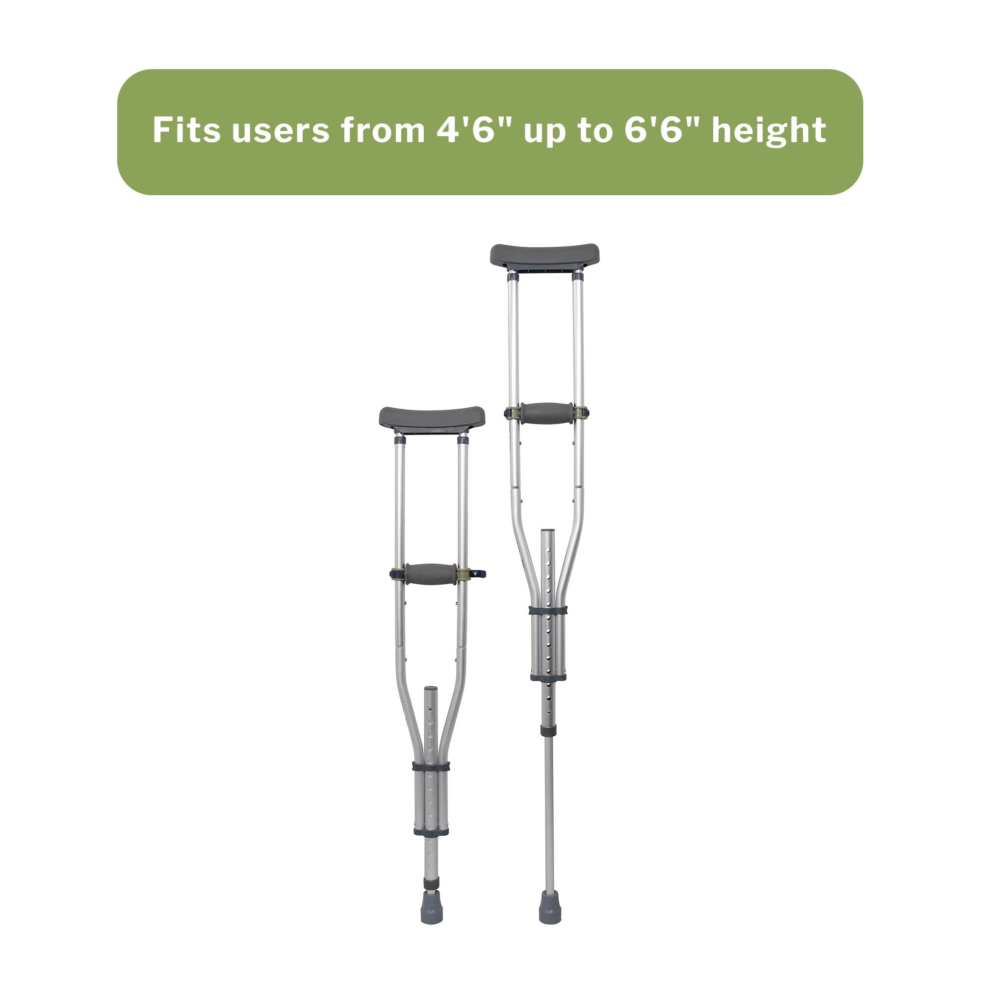underarm crutches mckesson youth adult tall adult 4 foot 6 inch to 6 foot 6 inch user height aluminum frame 300 lbs weight capacity packaging type box