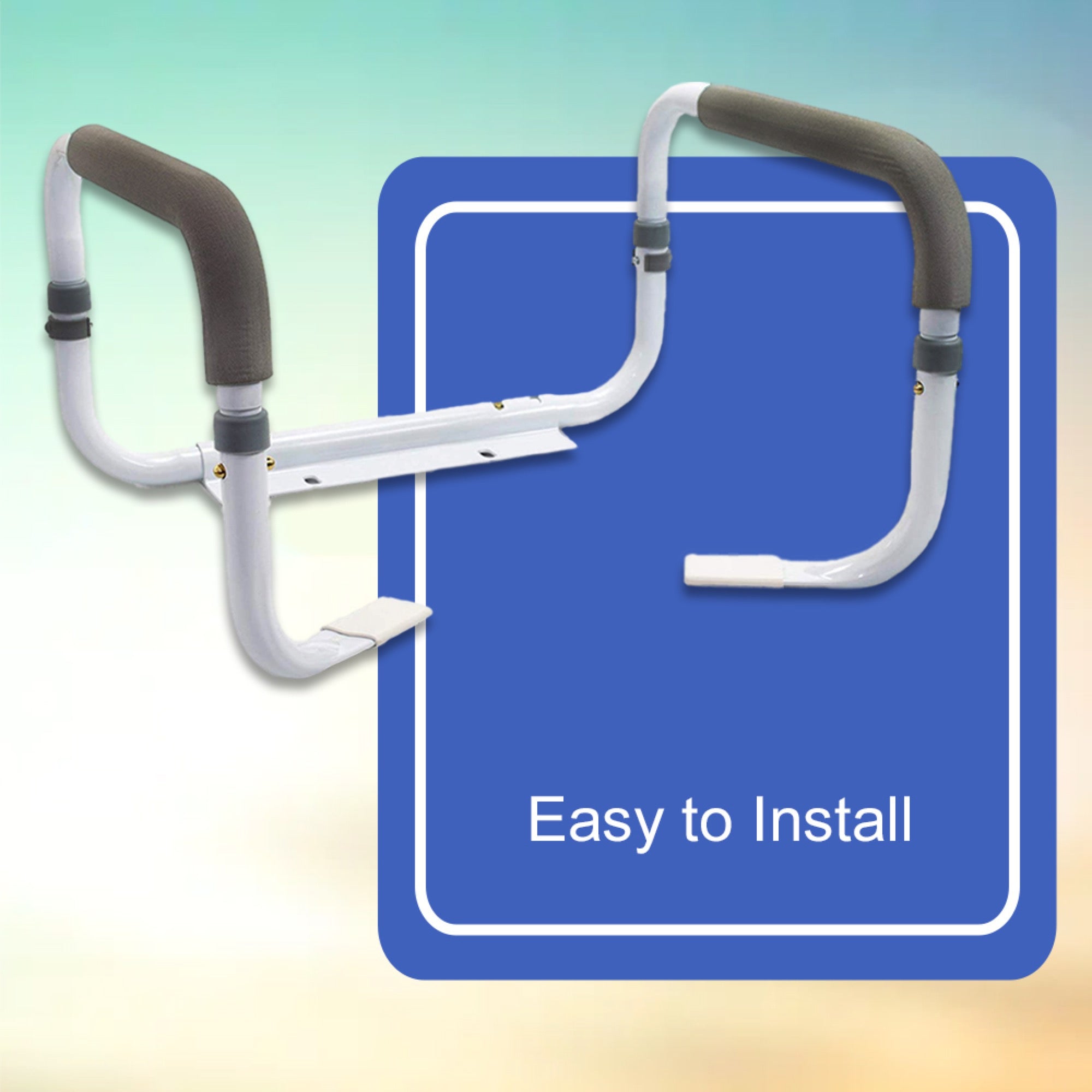 Bathroom Toilet Safety Rail White Steel