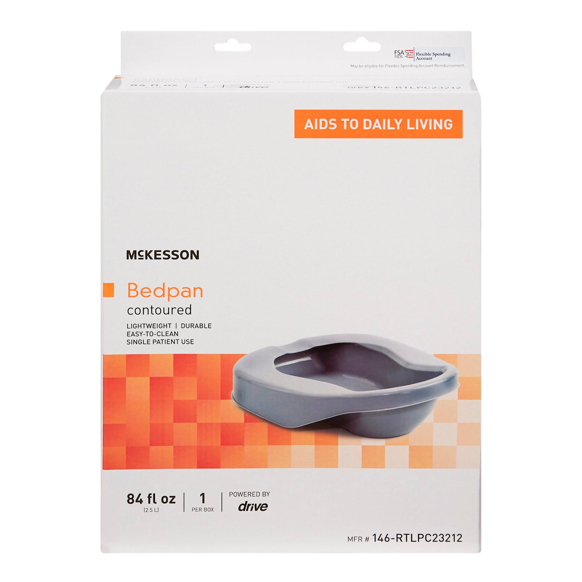 Contoured Bedpan McKesson Gray 84 oz. / 2484 mL
