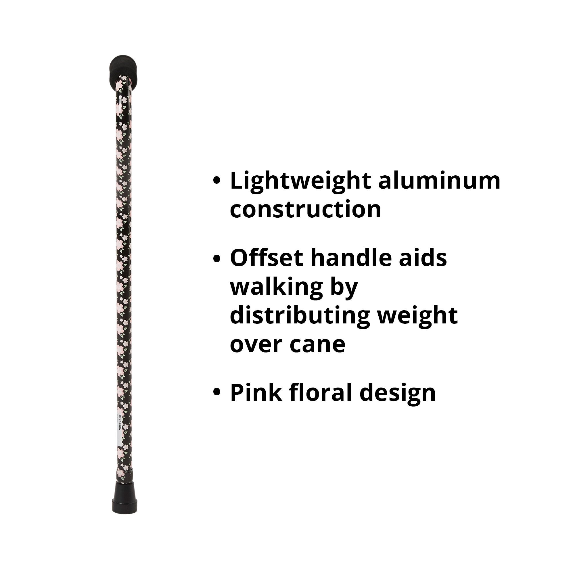 Offset Cane McKesson Aluminum 30 to 39 Inch Height Pink Floral, Packaging Type- Case