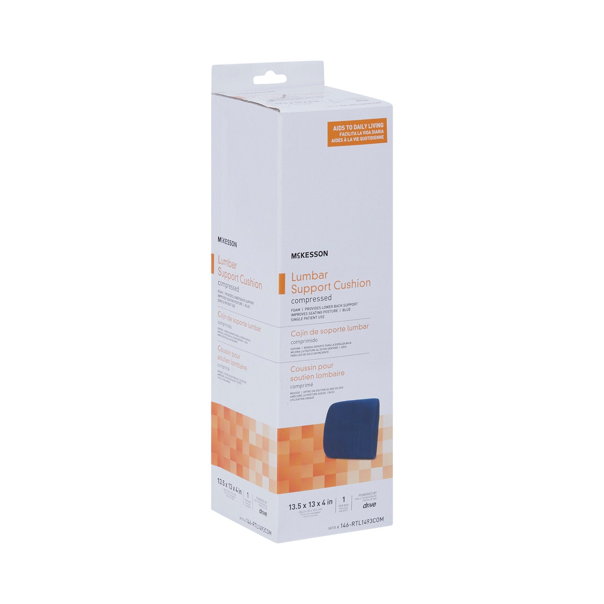 Lumbar Support Cushion McKesson 13-2/5 W X 13 L X 4 D Inch Foam, Packaging Type- Each