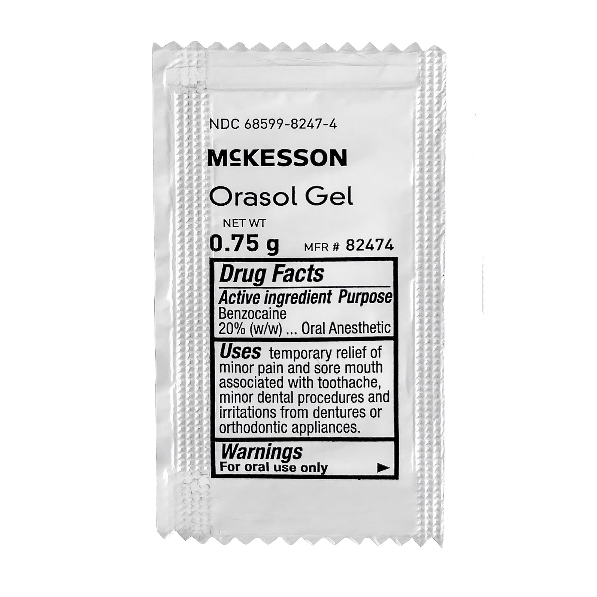 Oral Pain Relief McKesson 20% Strength Benzocaine Oral Gel 0.75 Gram, Packaging Type- Case