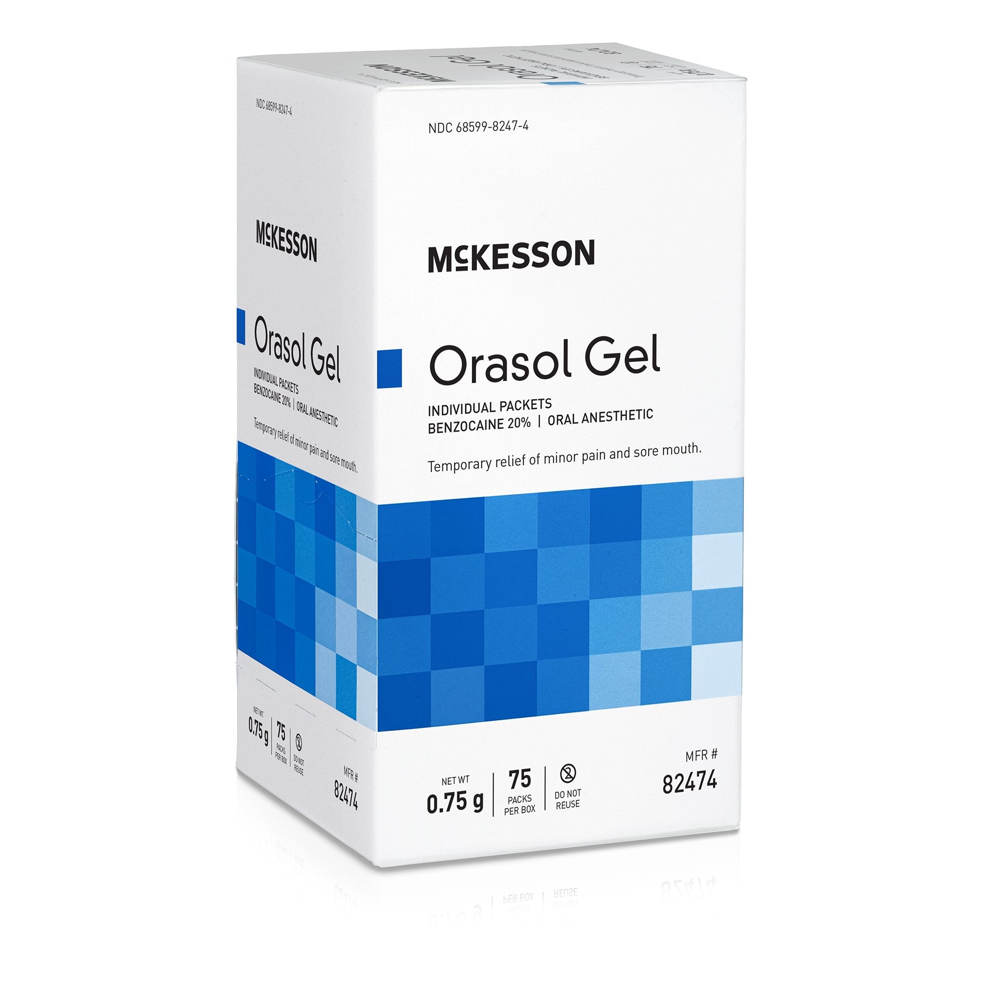 Oral Pain Relief McKesson 20% Strength Benzocaine Oral Gel 0.75 Gram, Packaging Type- Case