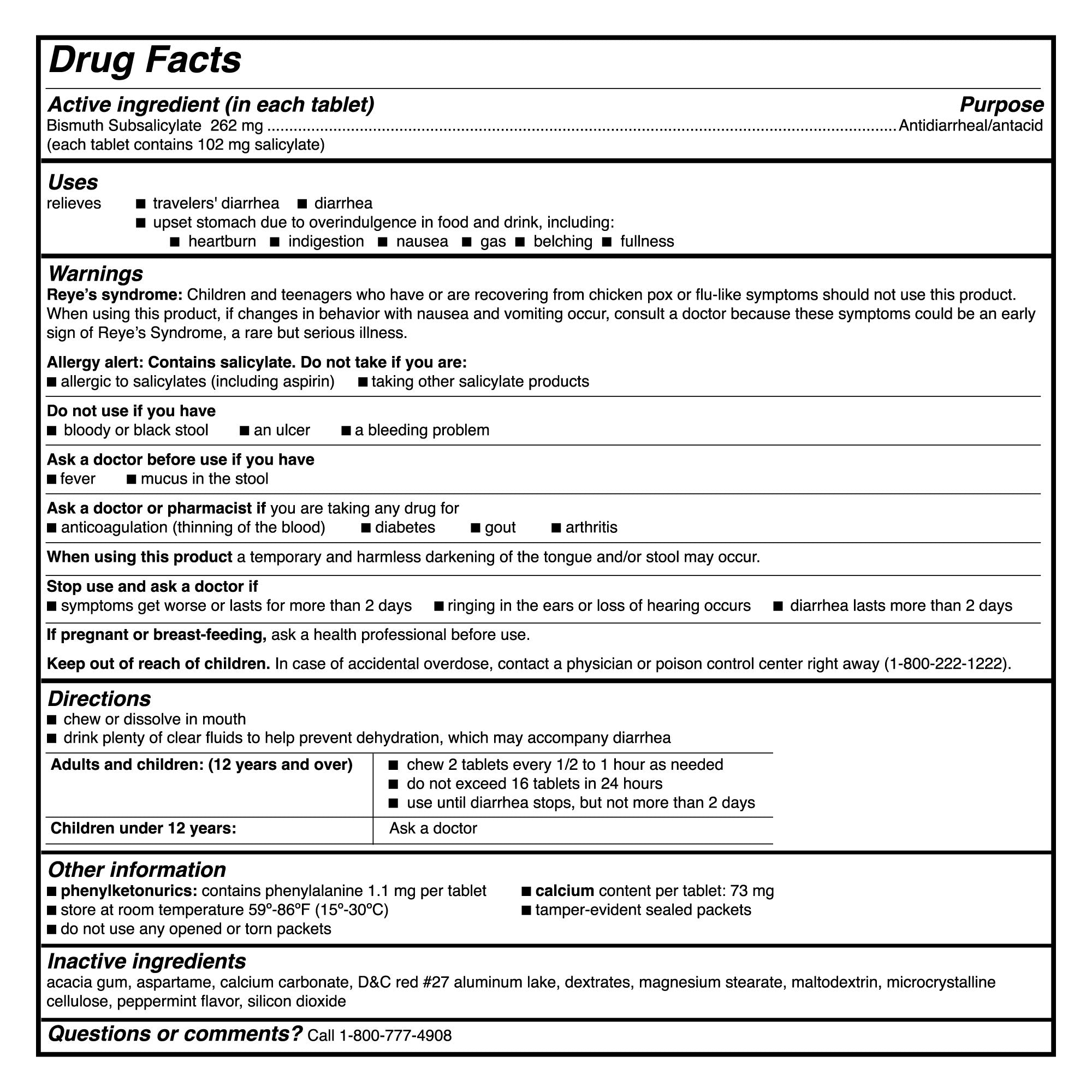 Anti-Diarrheal McKesson Brand 262 mg Strength Tablet 100 per Box
