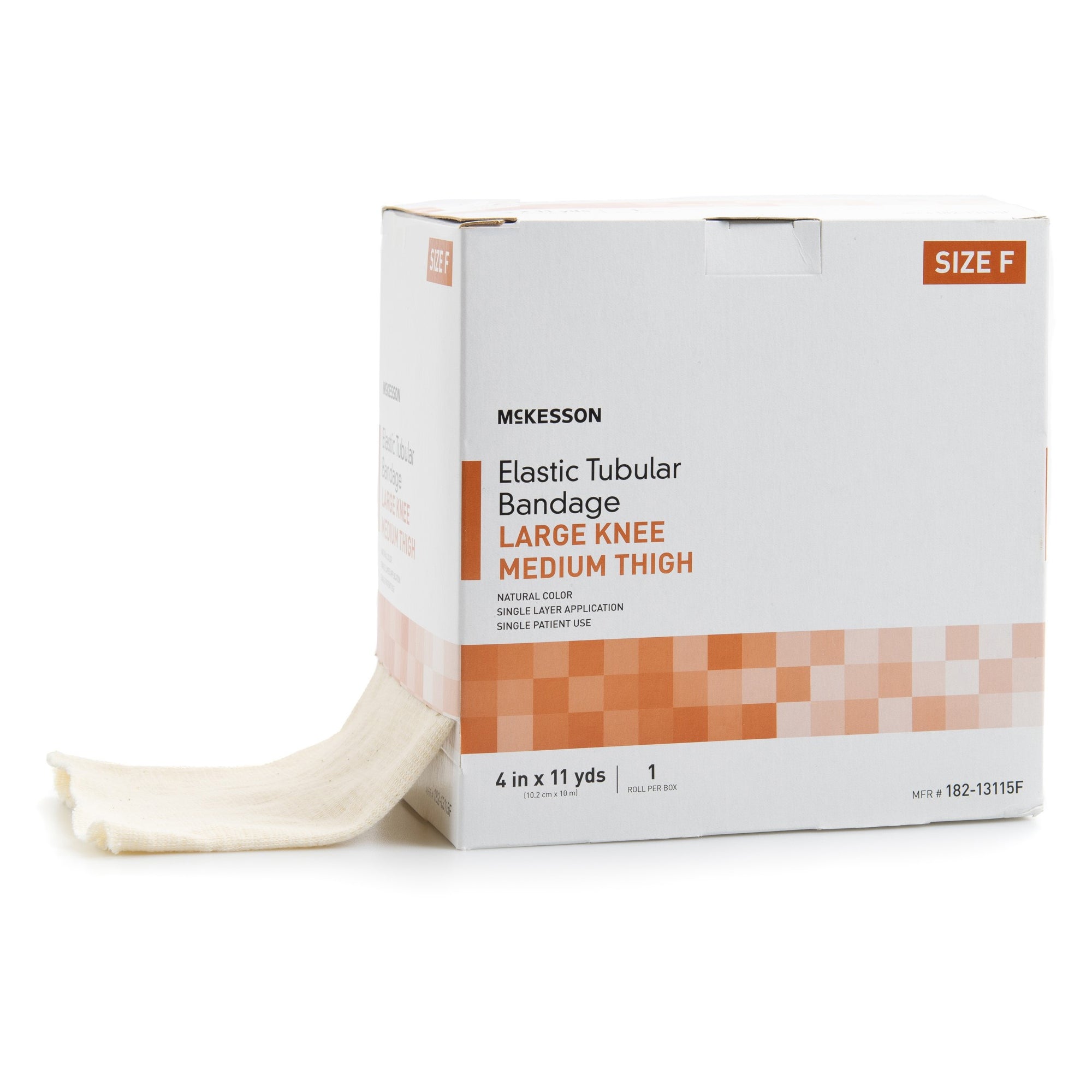 McKesson Spandagrip Elastic Tubular Support Bandage – Size F, 4 in x 11 yd, Large Knee / Medium Thigh, Latex-Free, HCPCS A6457