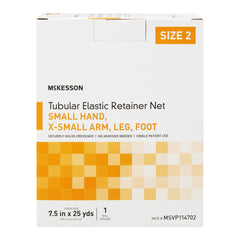 Elastic Net Retainer Dressing McKesson Tubular Elastic 7-1/2 Inch X 25 Yard (19.1 cm X 22.9 m) Size 2 White Small Hand / X-Small Arm / Leg / Foot NonSterile, Packaging Type- Case