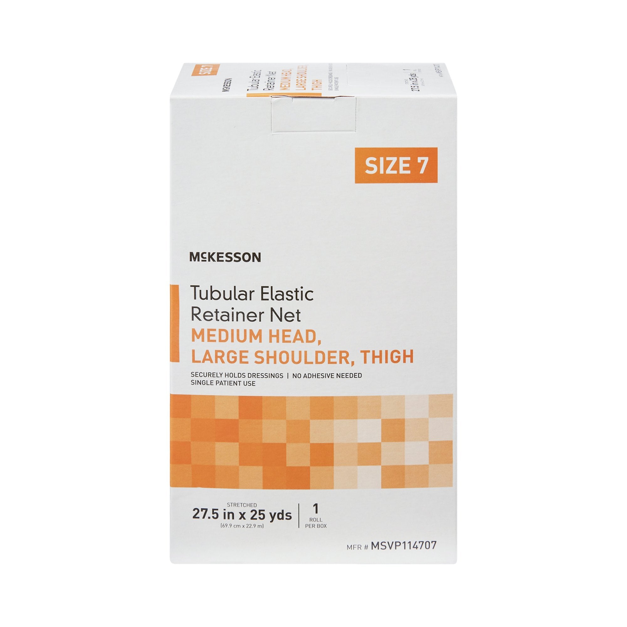 Elastic Net Retainer Dressing McKesson Tubular Elastic 27-1/2 Inch X 25 Yard (69.9 cm X 22.9 m) Size 7 White Medium Head / Large Shoulder / Thigh NonSterile, Packaging Type- Case
