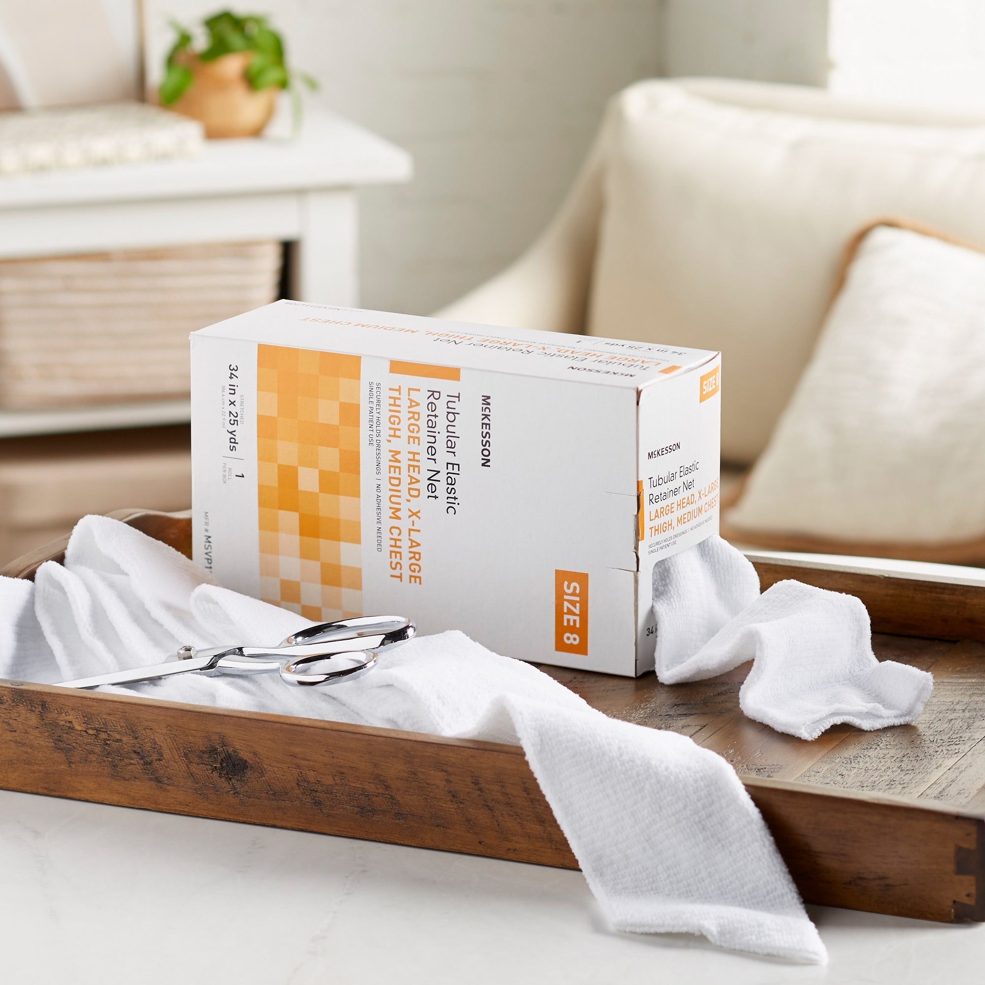 elastic net retainer dressing mckesson tubular elastic 34 inch x 25 yard 86 4 cm x 22 9 m size 8 white large head x large thigh medium chest nonsterile packaging type box