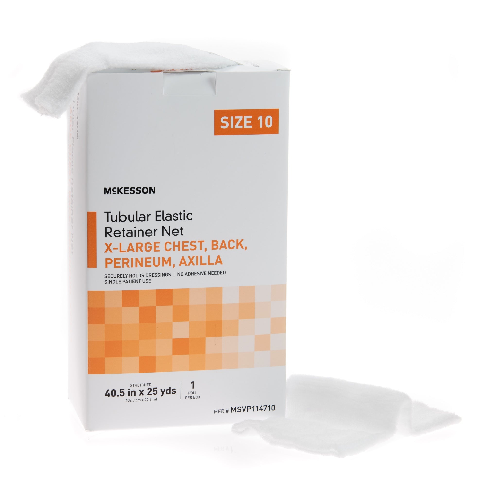 Elastic Net Retainer Dressing McKesson Tubular Elastic 40-1/2 Inch X 25 Yard (102.9 cm X 22.9 m) Size 10 White X-Large Chest / Back / Perineum / Axilla NonSterile
