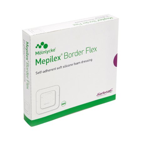 Foam Dressing Mepilex Border Flex 6 X 6 Inch With Border Film Backing Silicone Adhesive Square Sterile,Packaging Type- Box