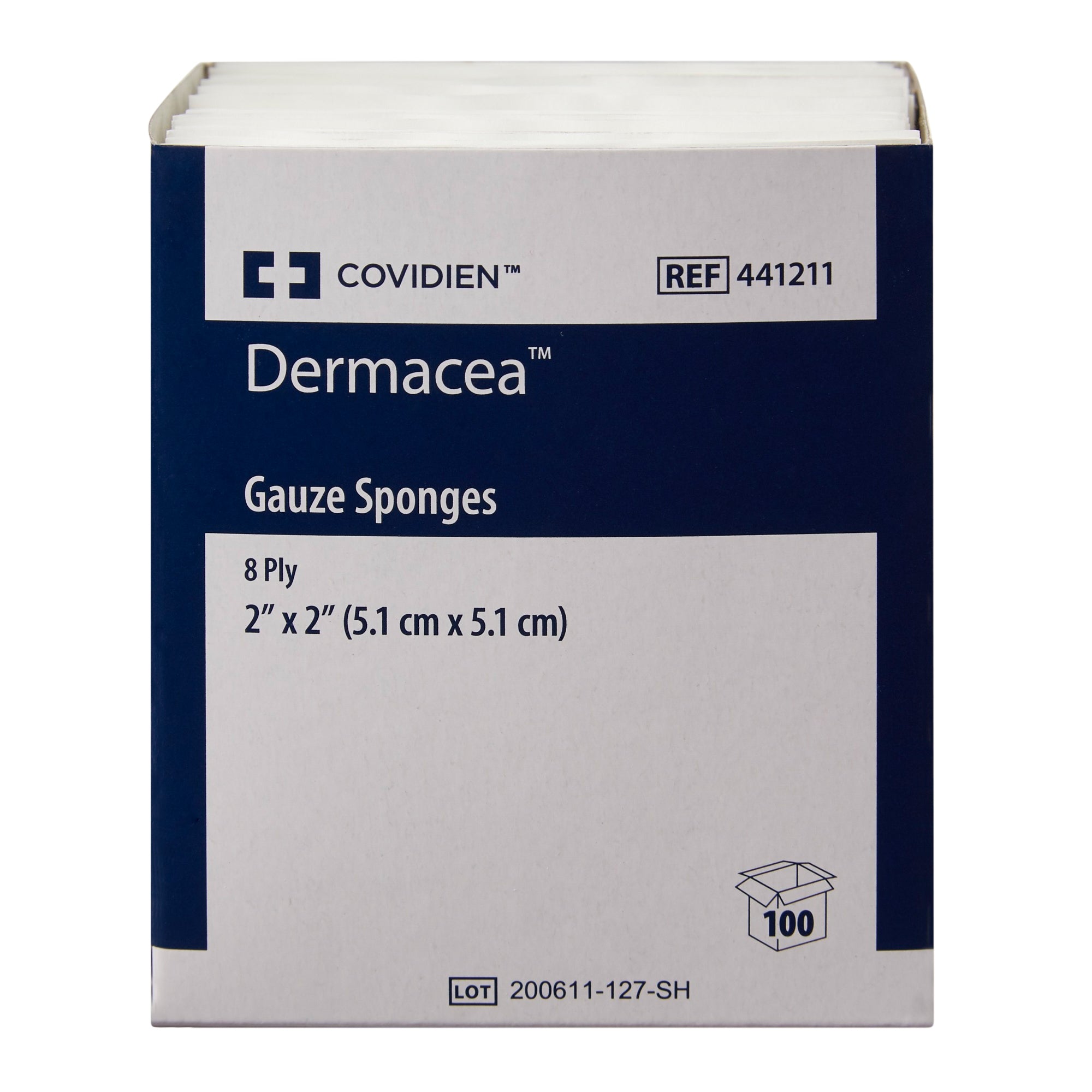 Gauze Sponge Dermacea 2 X 2 Inch 8-Ply Sterile 10 per Pack, Packaging Type- Case