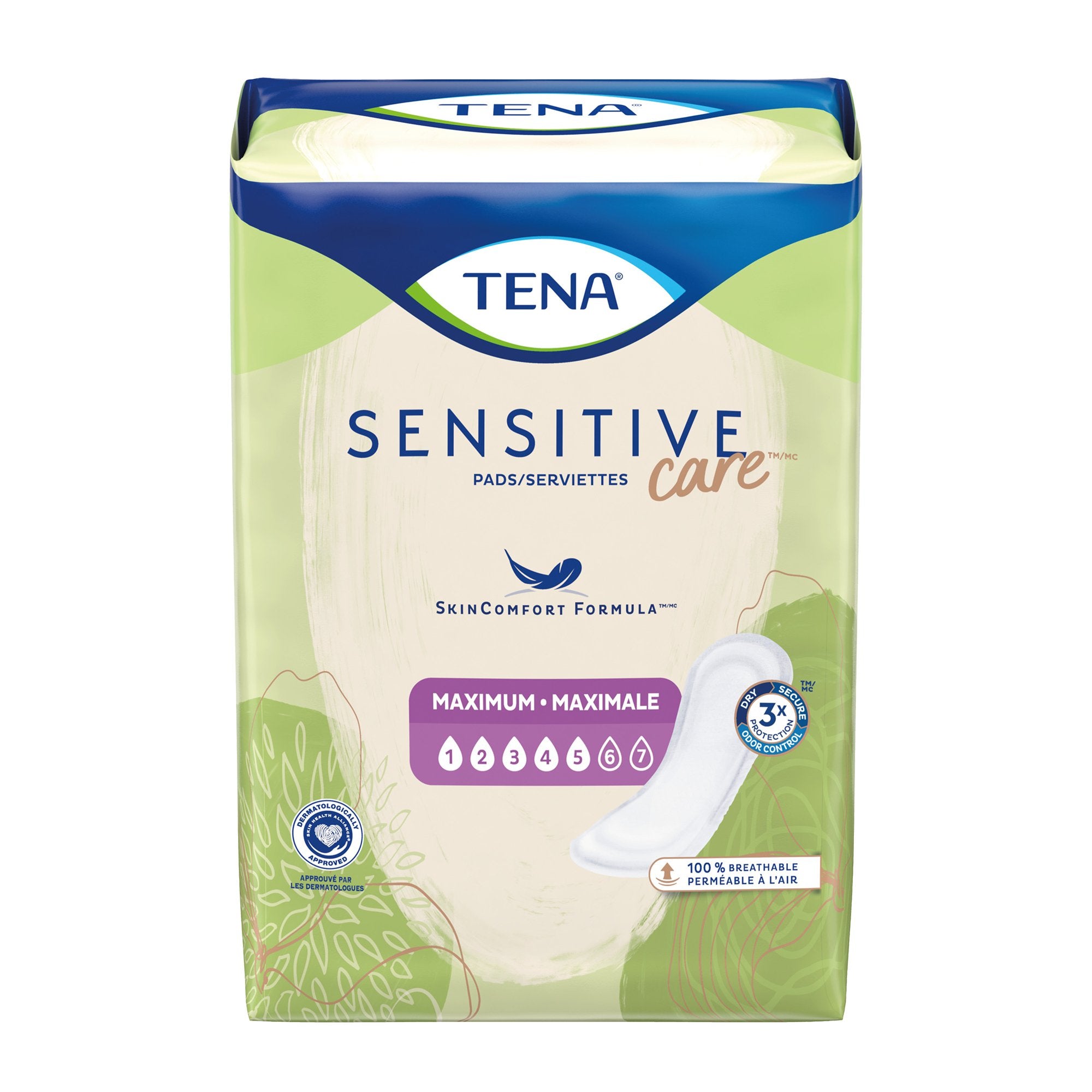 Bladder Control Pad TENA Sensitive Care Maximum 13 Inch Length Heavy Absorbency Dry-Fast Core One Size Fits Most, Packaging Type- Case
