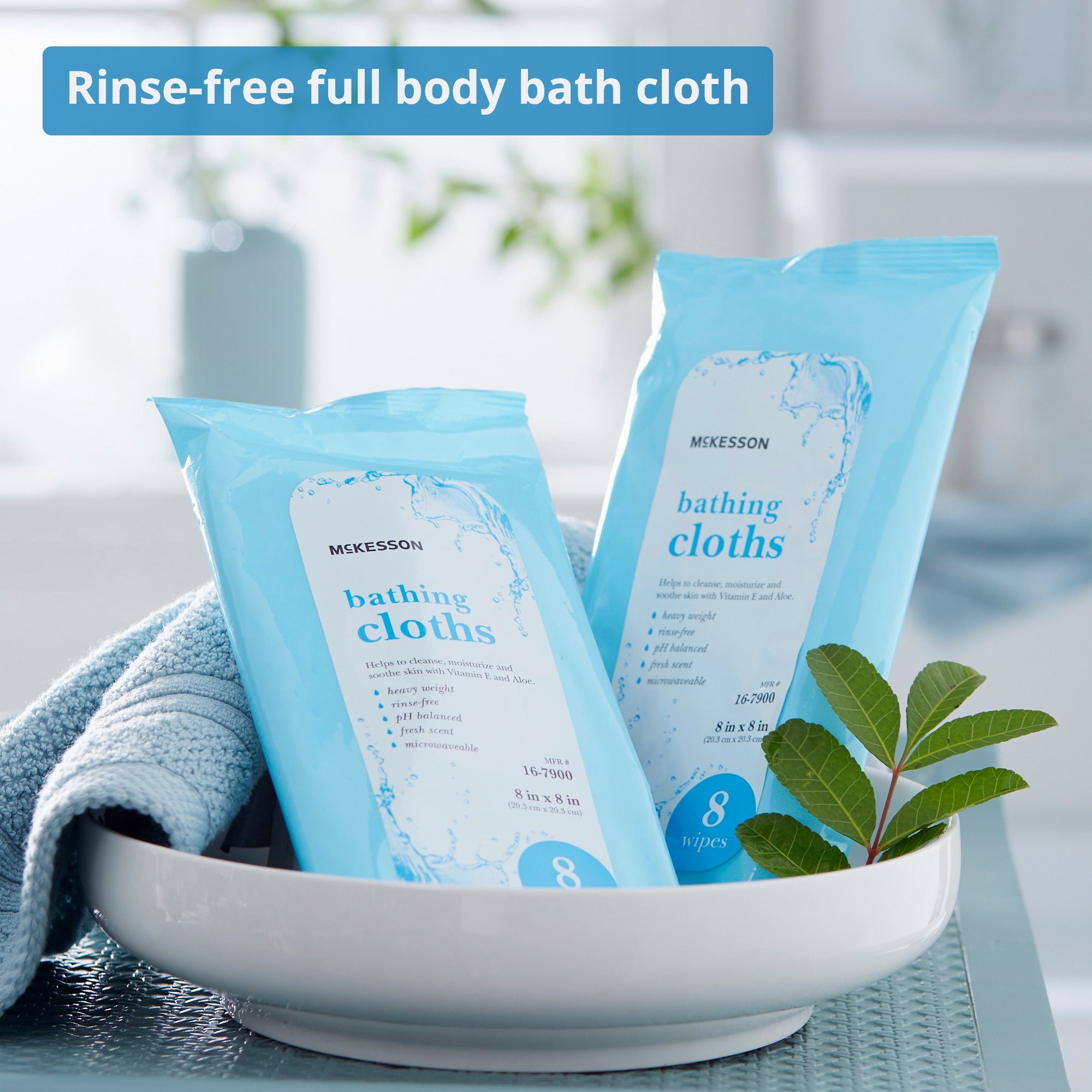 Rinse-Free Bath Wipe McKesson Soft Pack Scented 8 Count, Packaging Type- Case