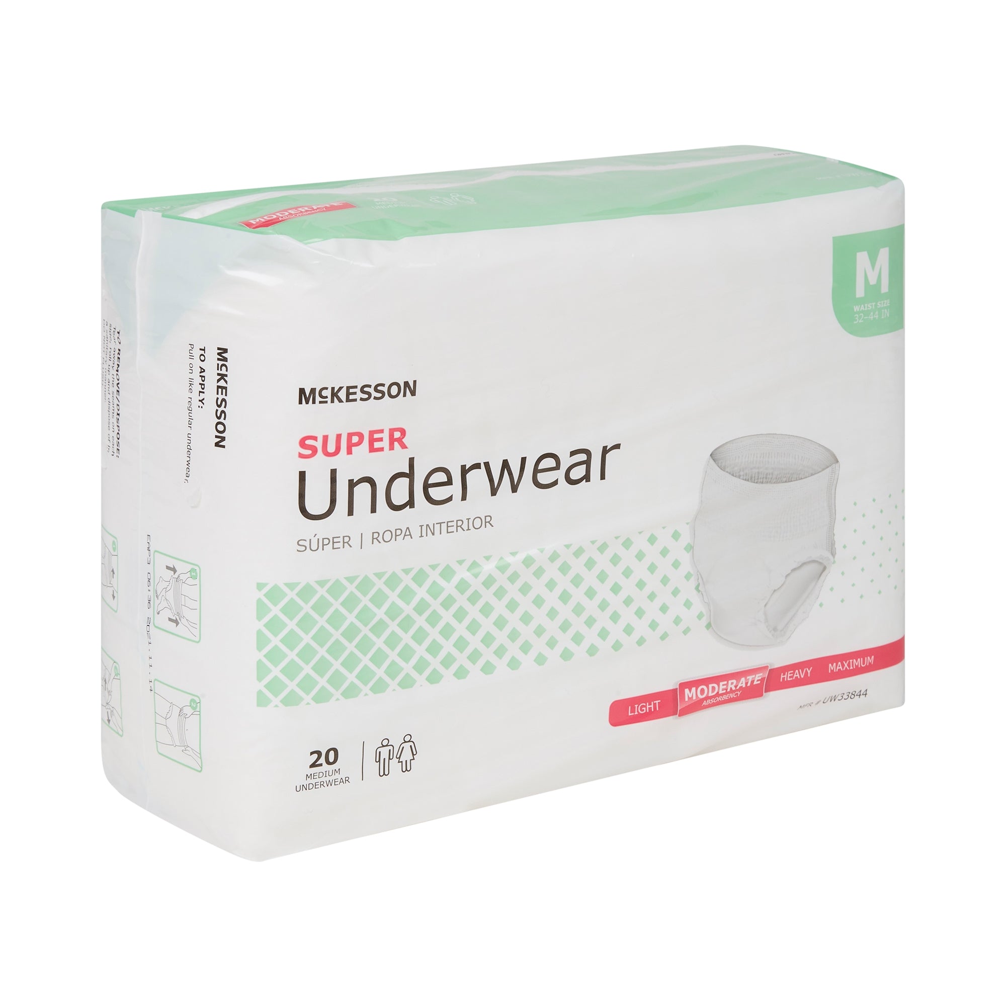 Unisex Adult Absorbent Underwear McKesson Pull On with Tear Away Seams Medium Disposable Moderate Absorbency | 4BG/Case