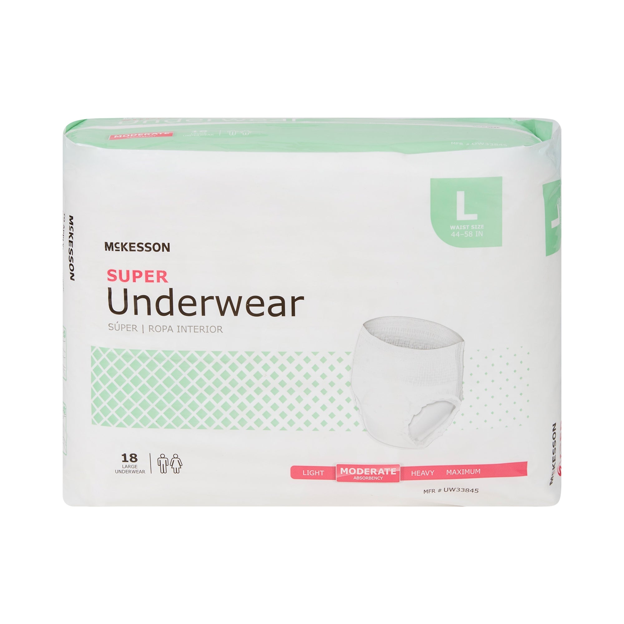 Unisex Adult Absorbent Underwear McKesson Pull On with Tear Away Seams Large Disposable Moderate Absorbency | 4BG/Case