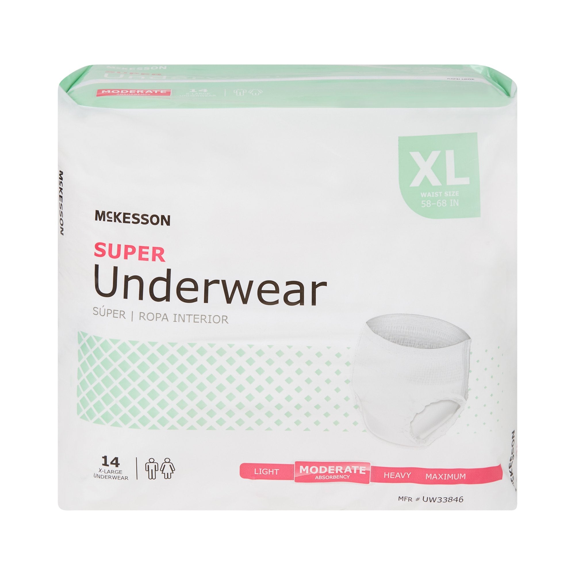 Unisex Adult Absorbent Underwear McKesson Pull On with Tear Away Seams X-Large Disposable Moderate Absorbency | 4BG/Case