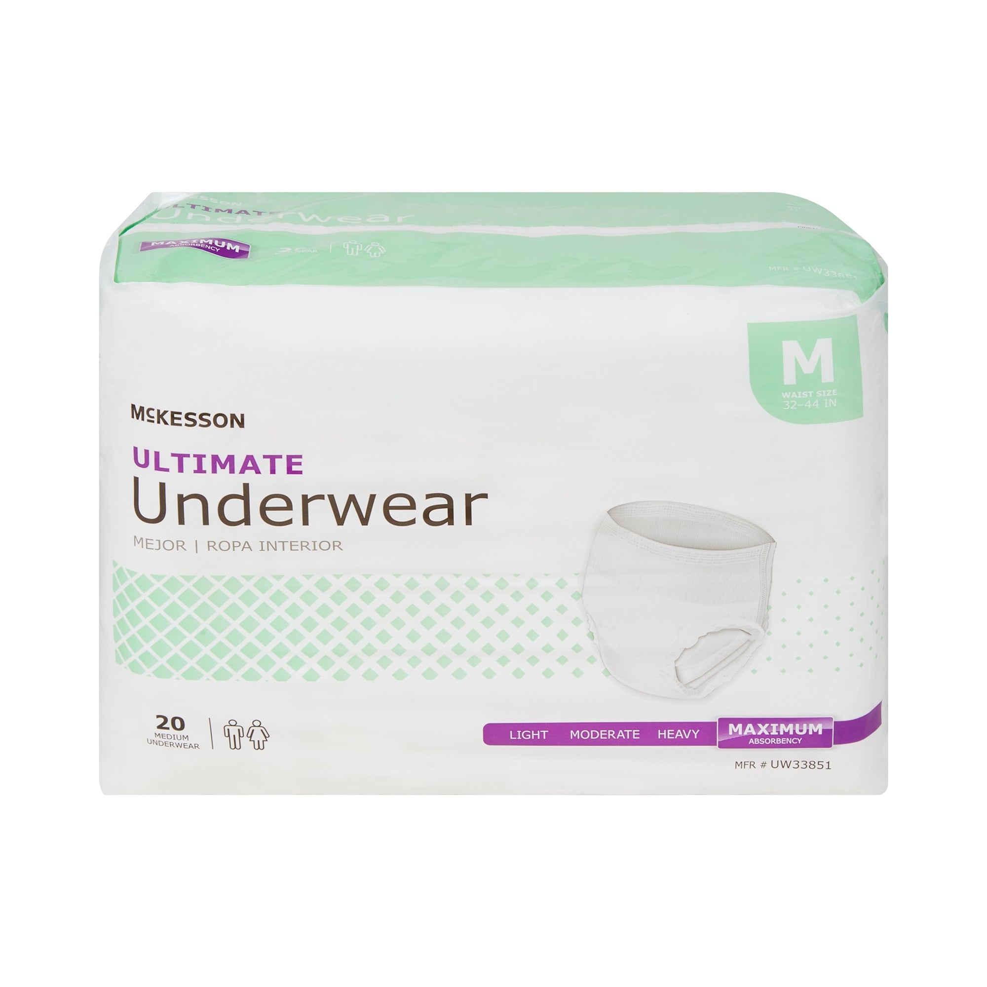Unisex Adult Absorbent Underwear McKesson Pull On with Tear Away Seams Medium Disposable Heavy Absorbency | 4BG/Case