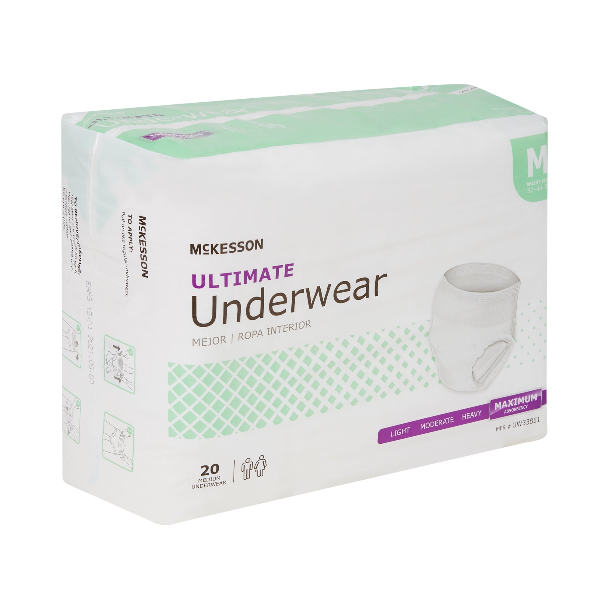 Unisex Adult Absorbent Underwear McKesson Pull On with Tear Away Seams Medium Disposable Heavy Absorbency | 4BG/Case