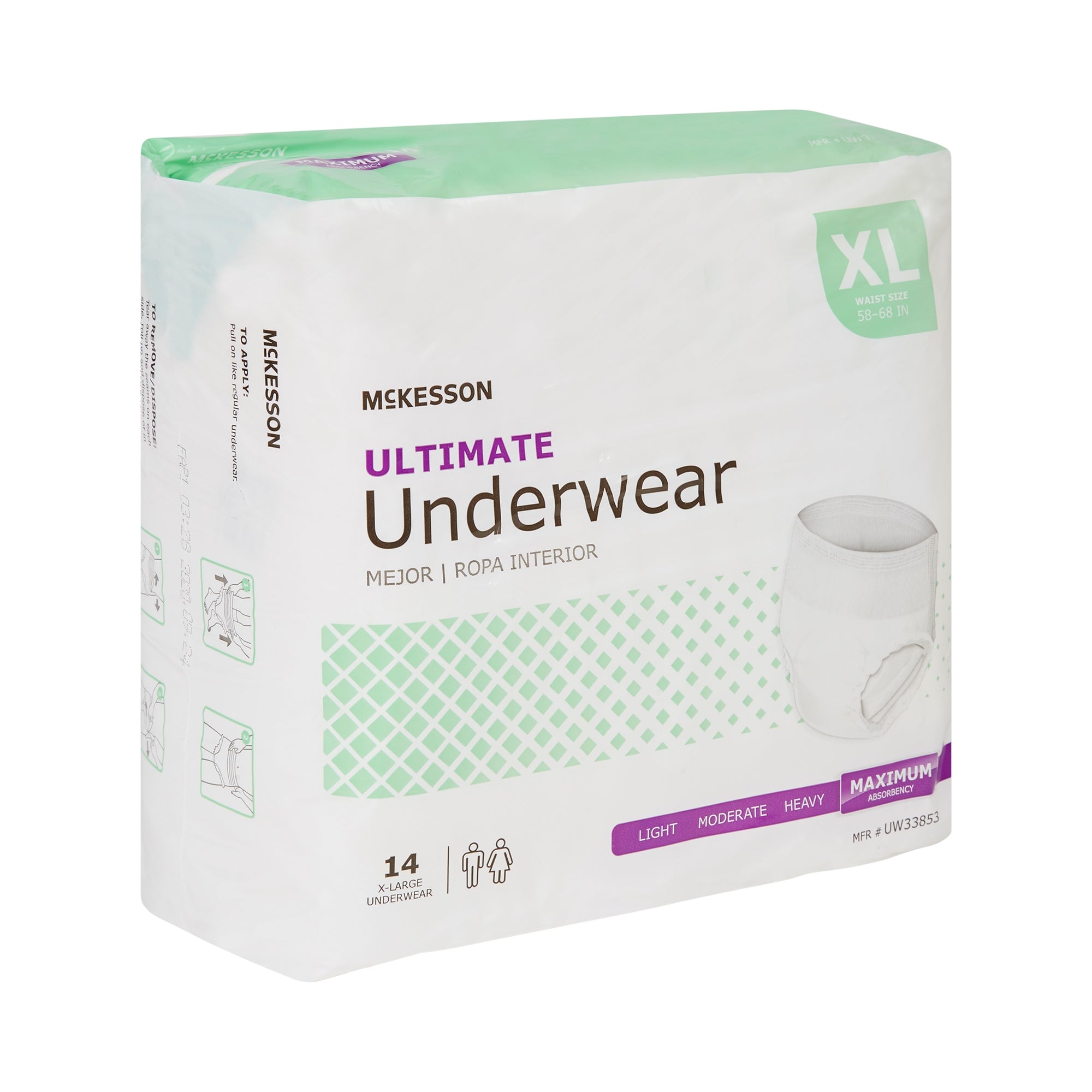 Unisex Adult Absorbent Underwear McKesson Pull On with Tear Away Seams X-Large Disposable Heavy Absorbency | 4BG/Case