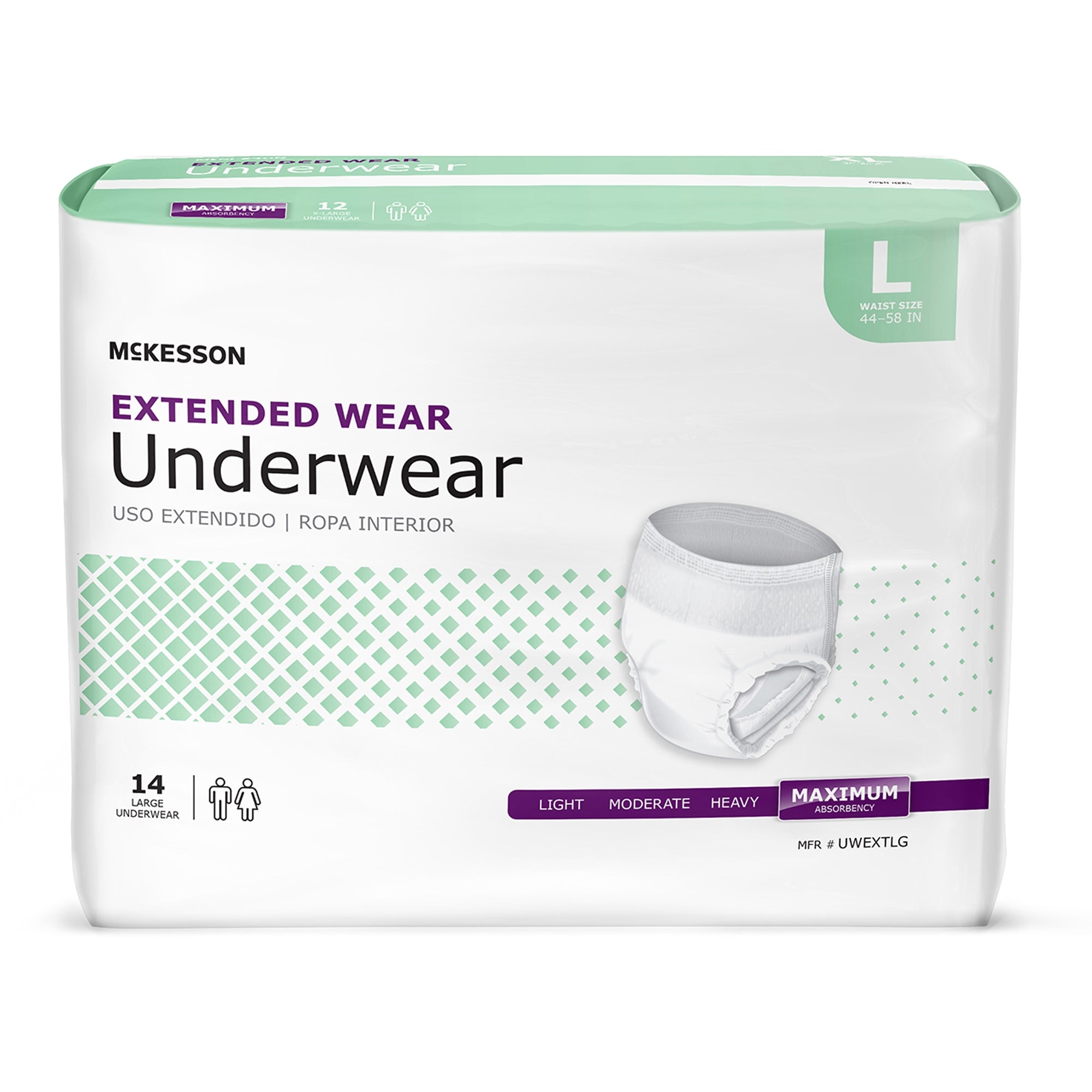 Unisex Adult Absorbent Underwear McKesson Pull On with Tear Away Seams Large Disposable Heavy Absorbency | 4BG/Case