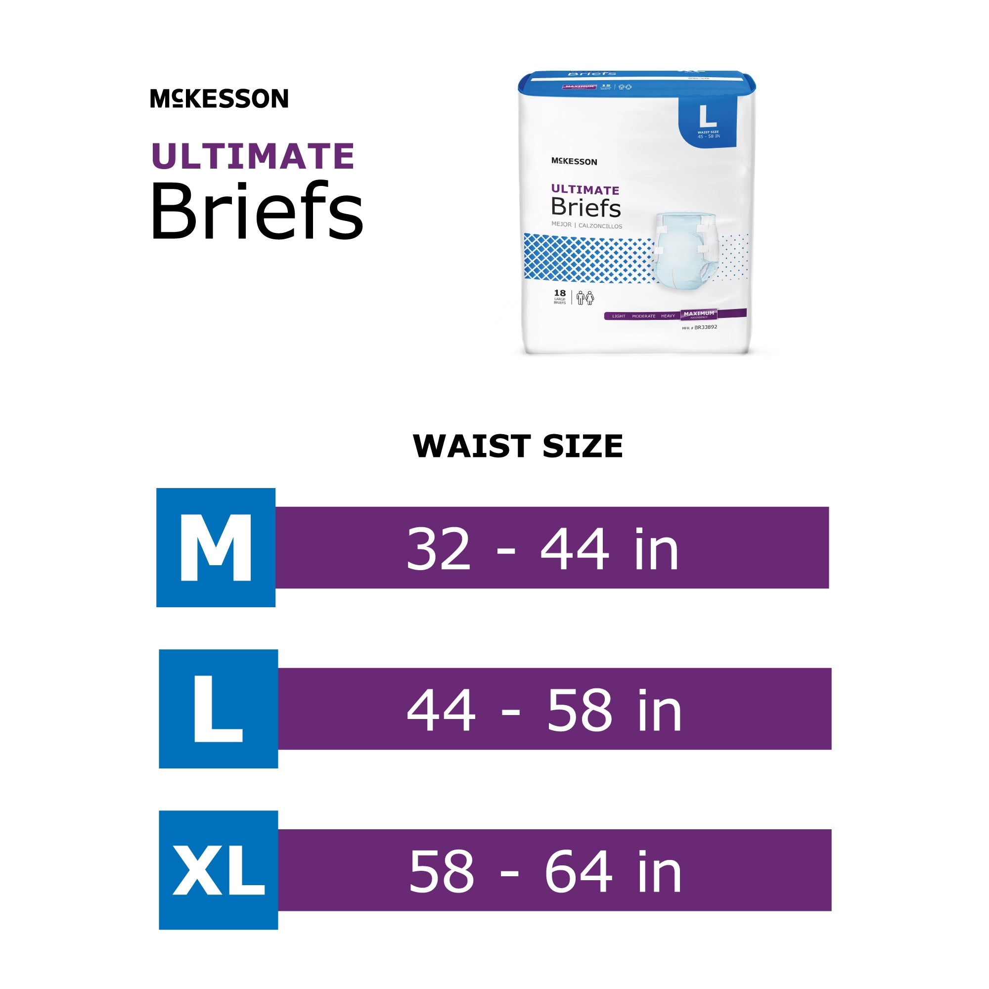 Unisex Adult Incontinence Brief McKesson Large Disposable Heavy Absorbency, Packaging Type- Case