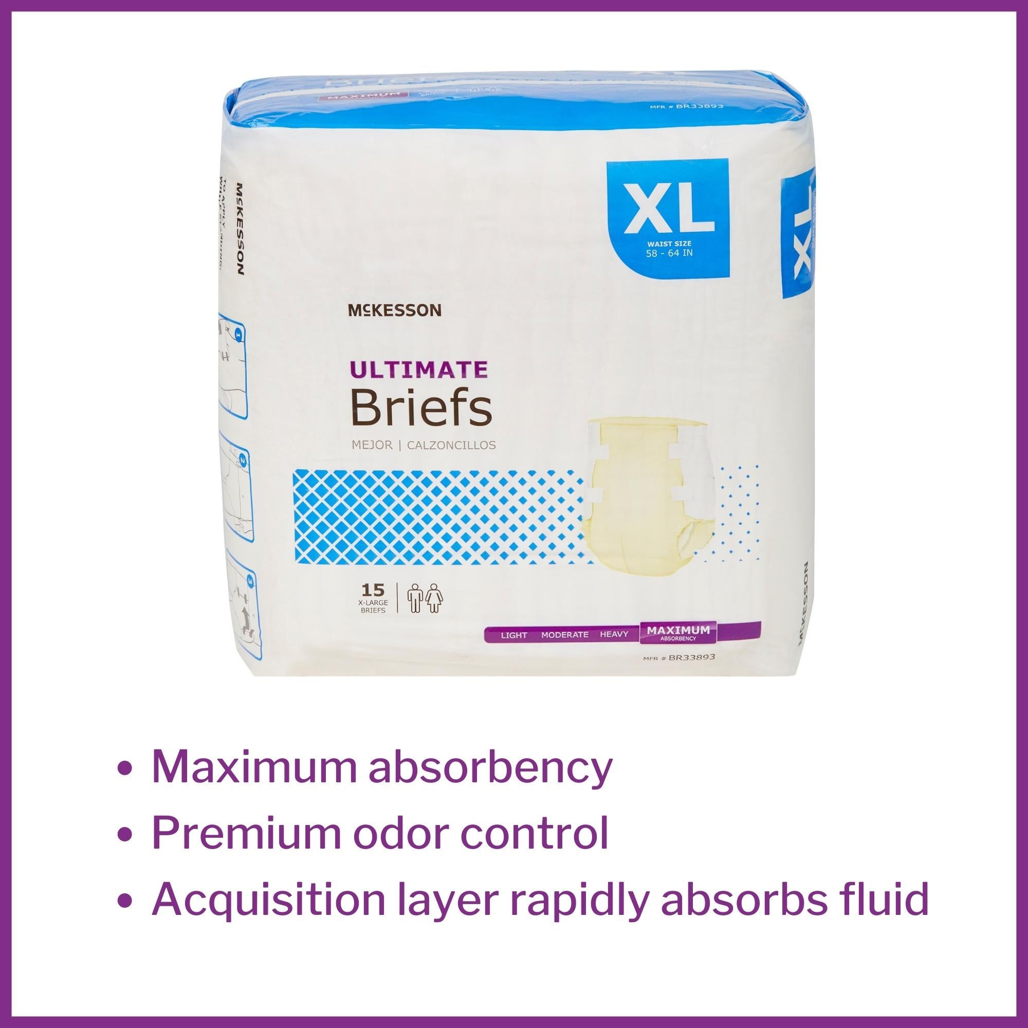 Unisex Adult Incontinence Brief McKesson X-Large Disposable Heavy Absorbency, Packaging Type- Case