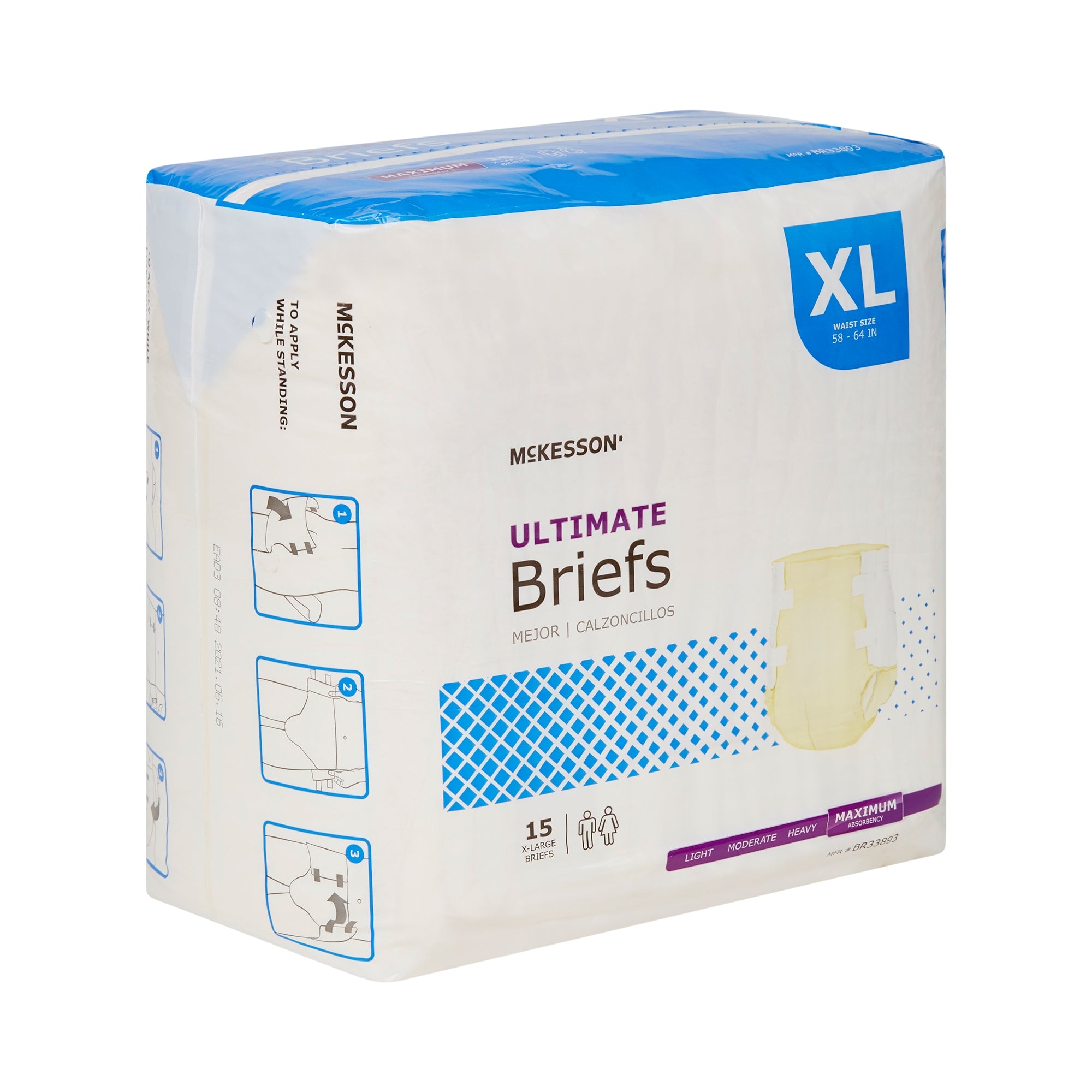 Unisex Adult Incontinence Brief McKesson X-Large Disposable Heavy Absorbency, Packaging Type- Case