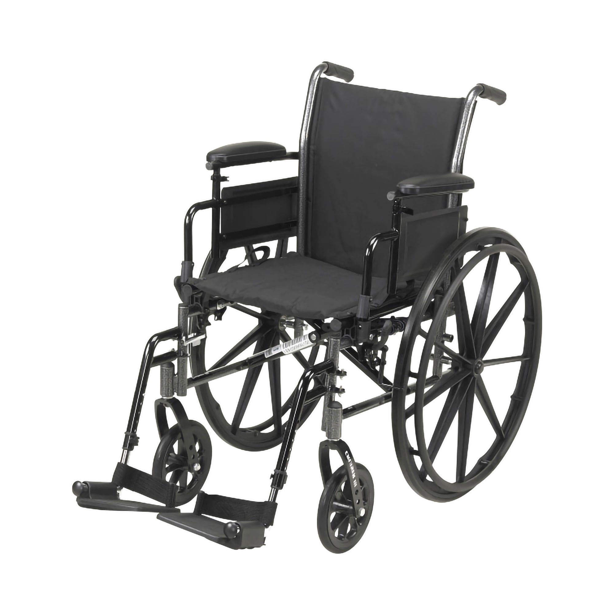 McKesson Lightweight Wheelchair – Black Dual Axle Desk-Length Arm with Swing-Away Footrest, 20" Seat, Adult 300 lb Capacity | HCPCS K0007