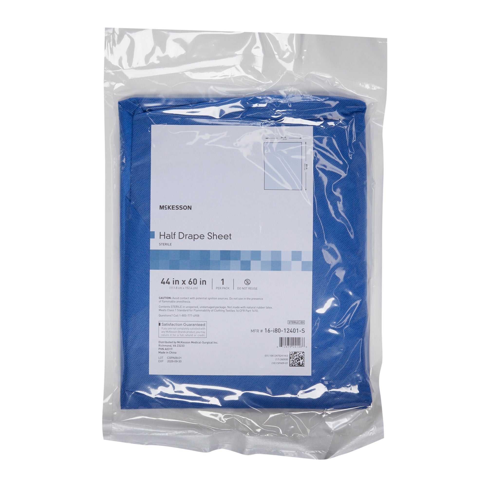 General Purpose Drape McKesson Half Drape Sheet 60 W X 44 L Inch Sterile, Packaging Type- Case